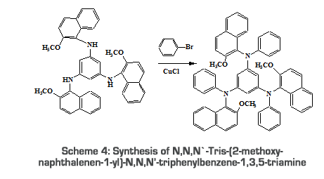 Scheme 4: Synthesis of N,N,N`-Tris-(2-methoxy-naphthalenen-1-yl)-N,N,N’-triphenylbenzene-1,3,5-triamine